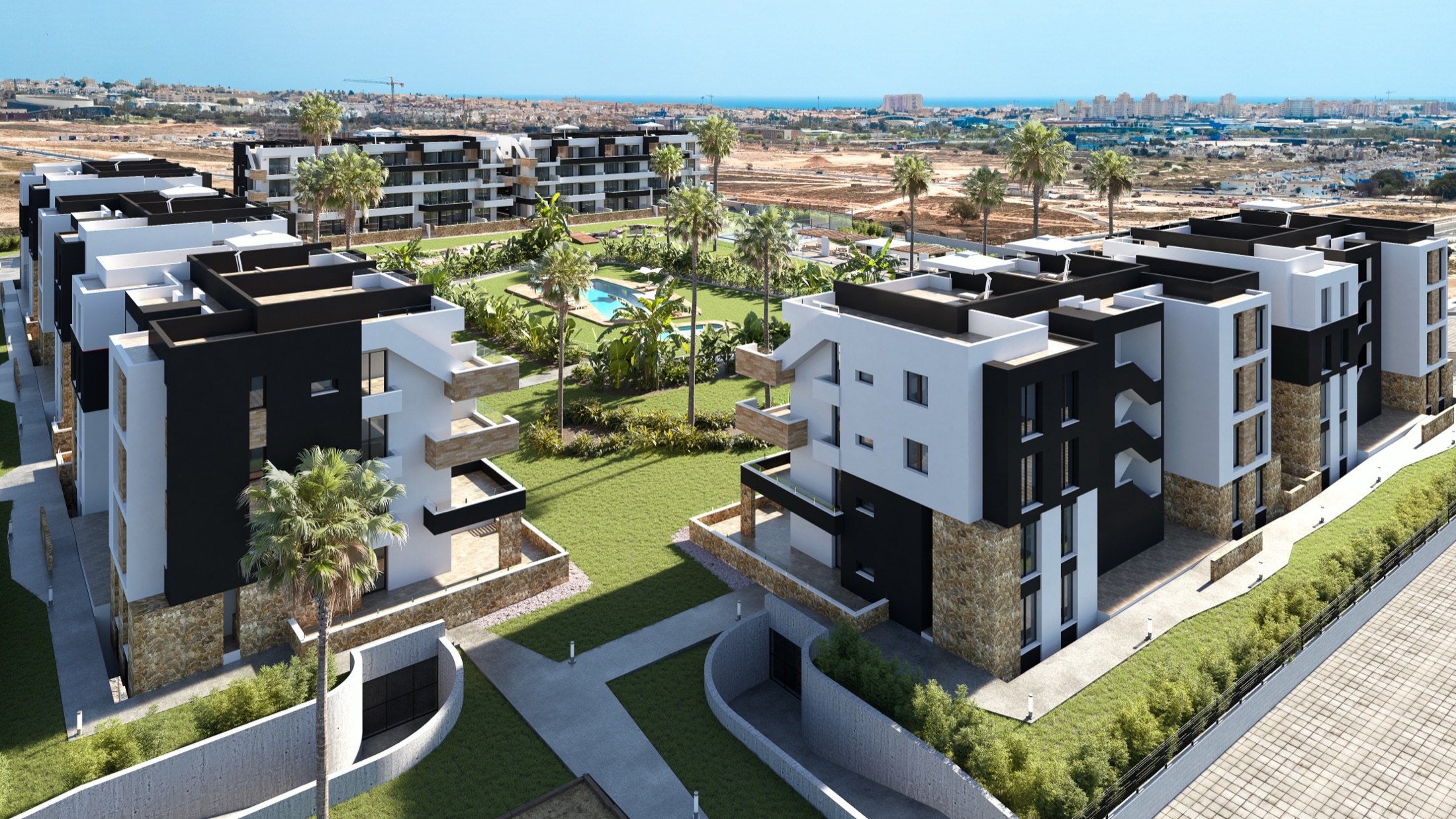 La Hoya met appartementen rond een groene gemeenschappelijke binnenzone